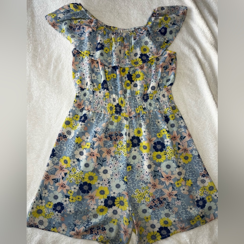 🌼 Knit Works Floral Print Romper Sz 16